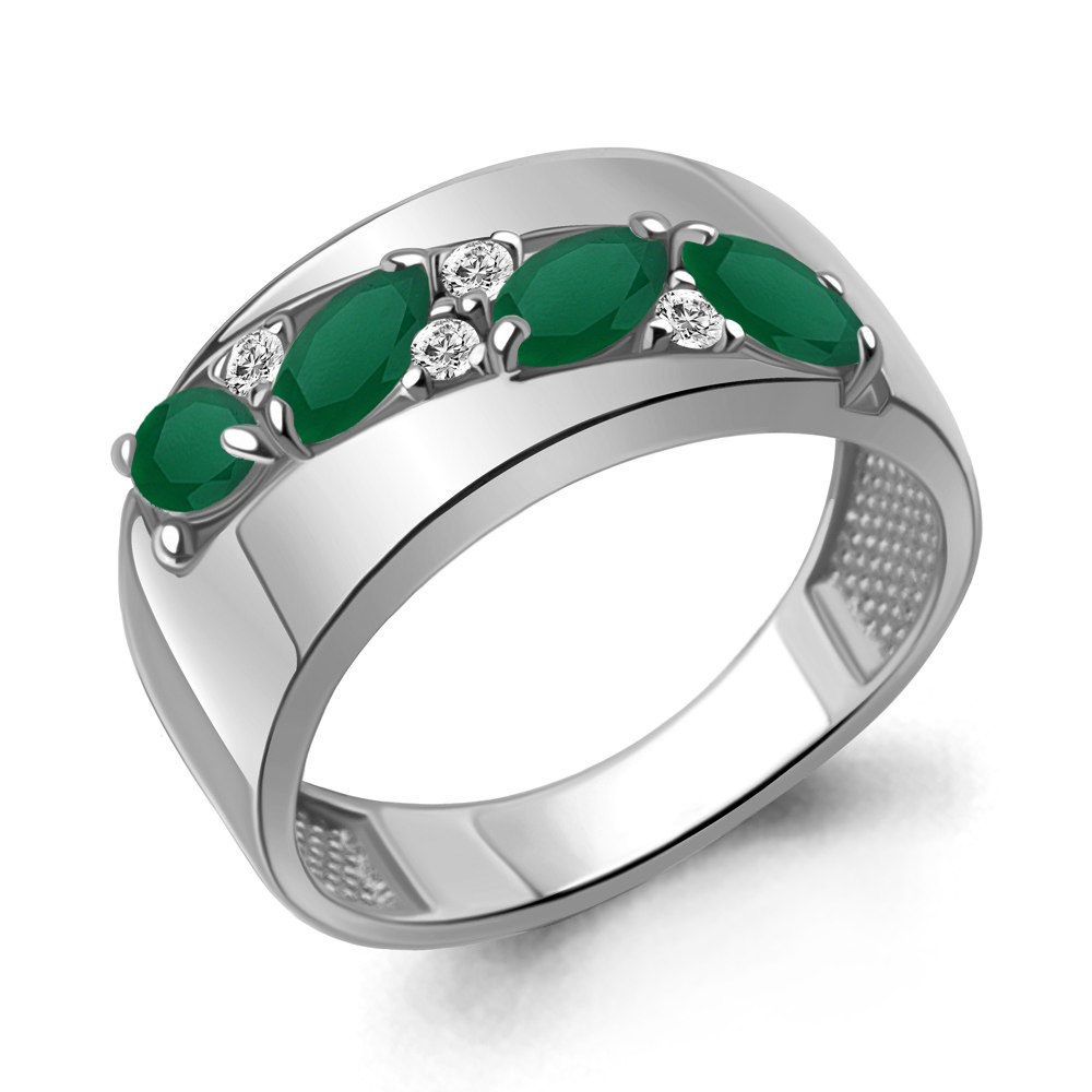 6974809А Кольцо из Серебра с агатами, фианитами