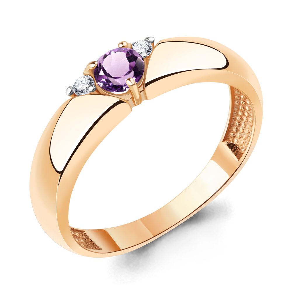 6974904А Кольцо из Золота с аметистом, фианитами
