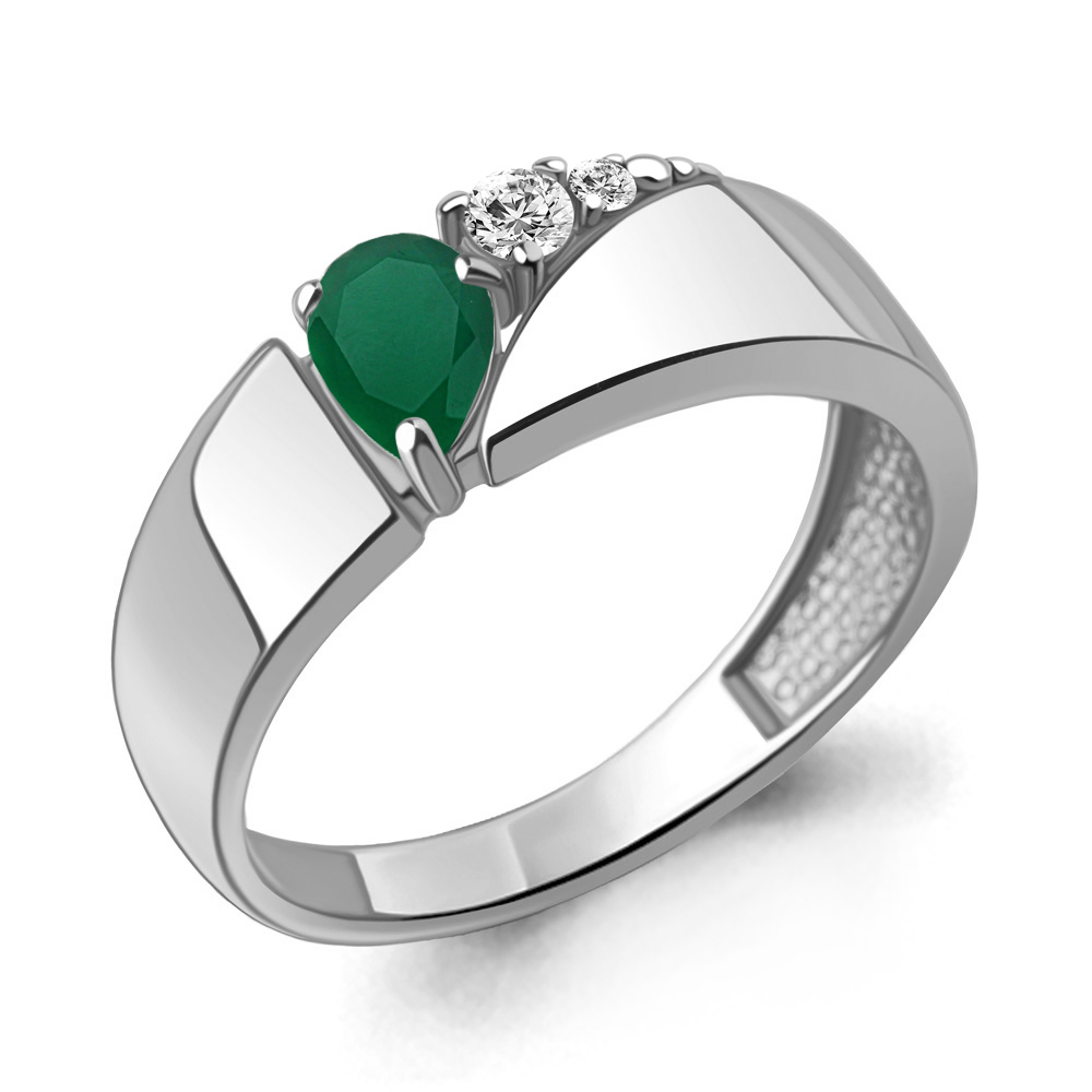 6975009А Кольцо из Серебра с агатом, фианитами