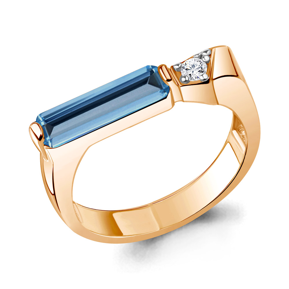 6976093 Кольцо из Золота с нанотопазом лондон, фианитом