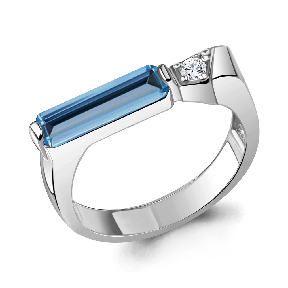 6976093А Кольцо из Серебра с нанотопазом лондон, фианитом