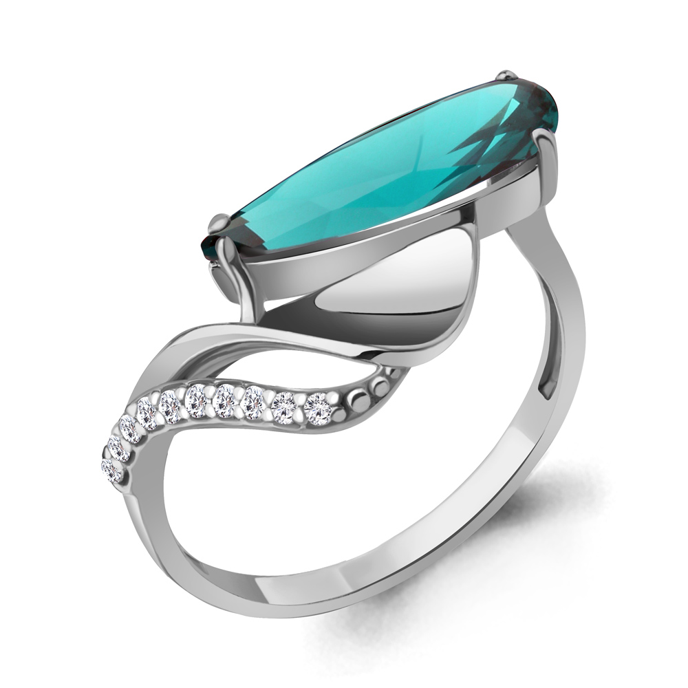 6976288А Кольцо из Серебра с нанотурмалином иск., фианитами