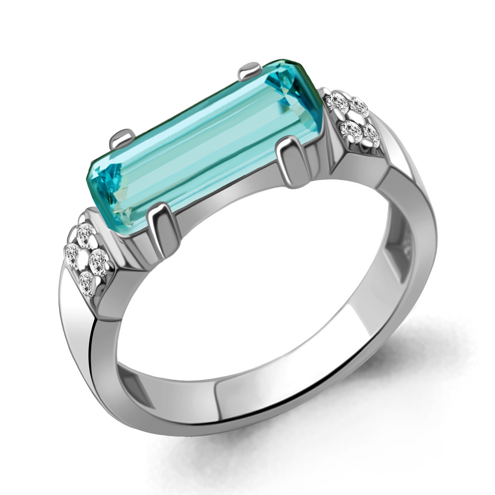 6976888А Кольцо из Серебра с нанотурмалином иск., фианитами