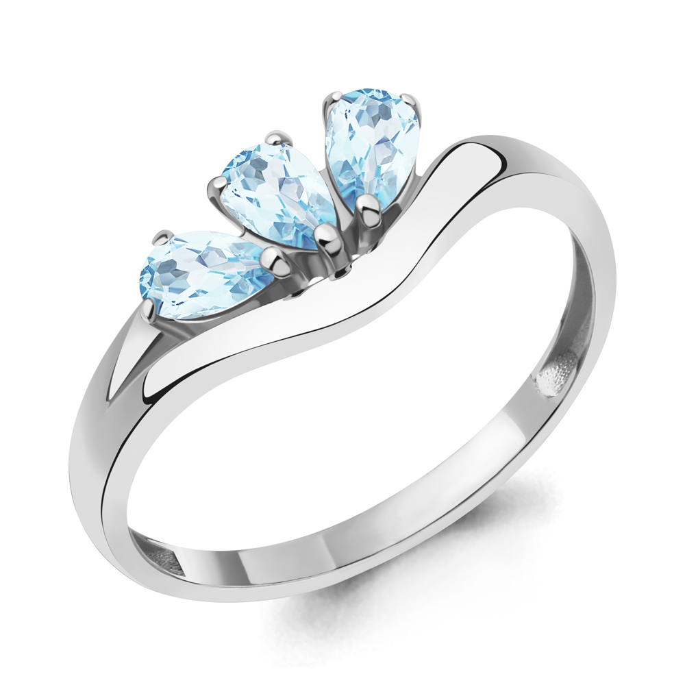 6977002 Кольцо из Серебра с топазами скай блю