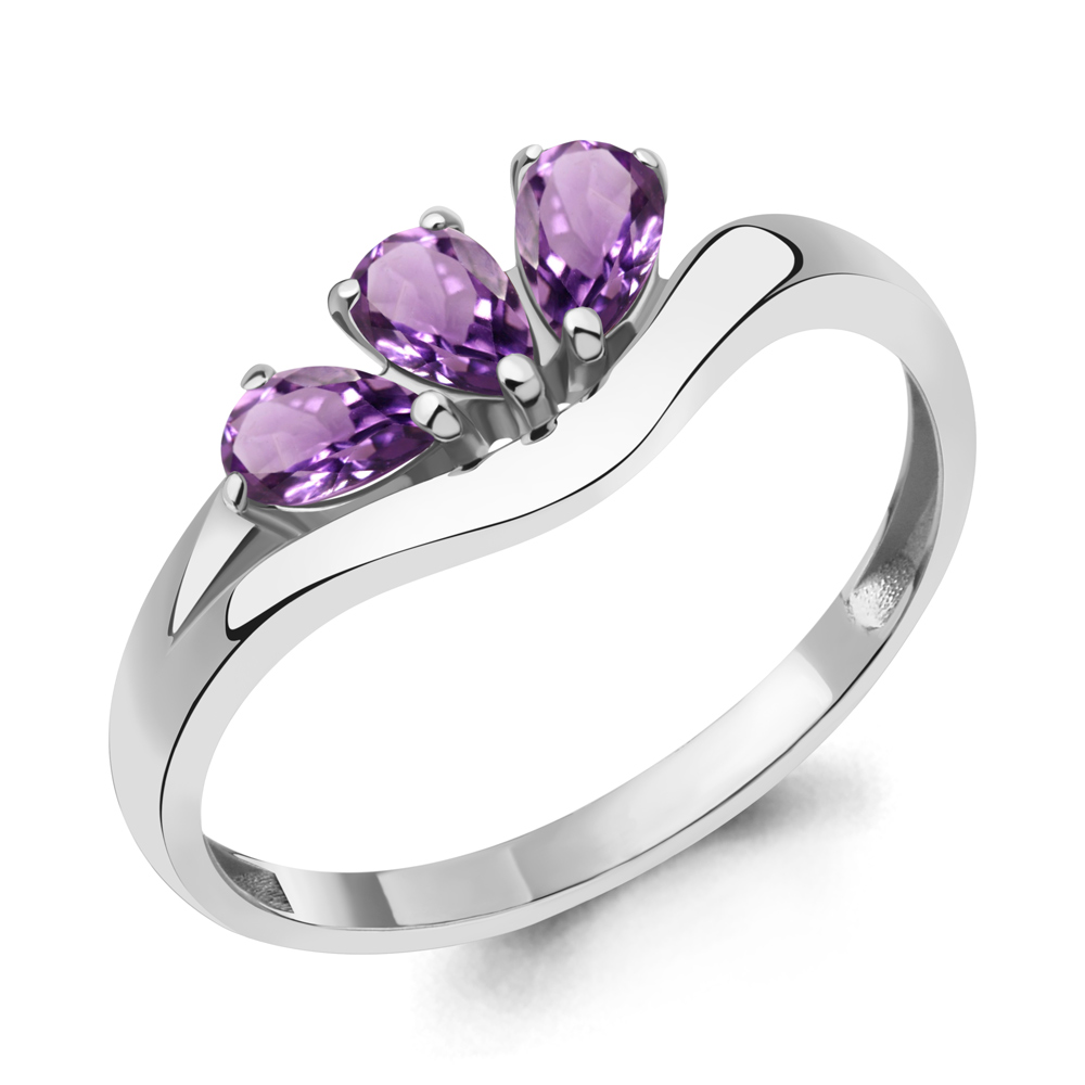6977004 Кольцо из Серебра с аметистами