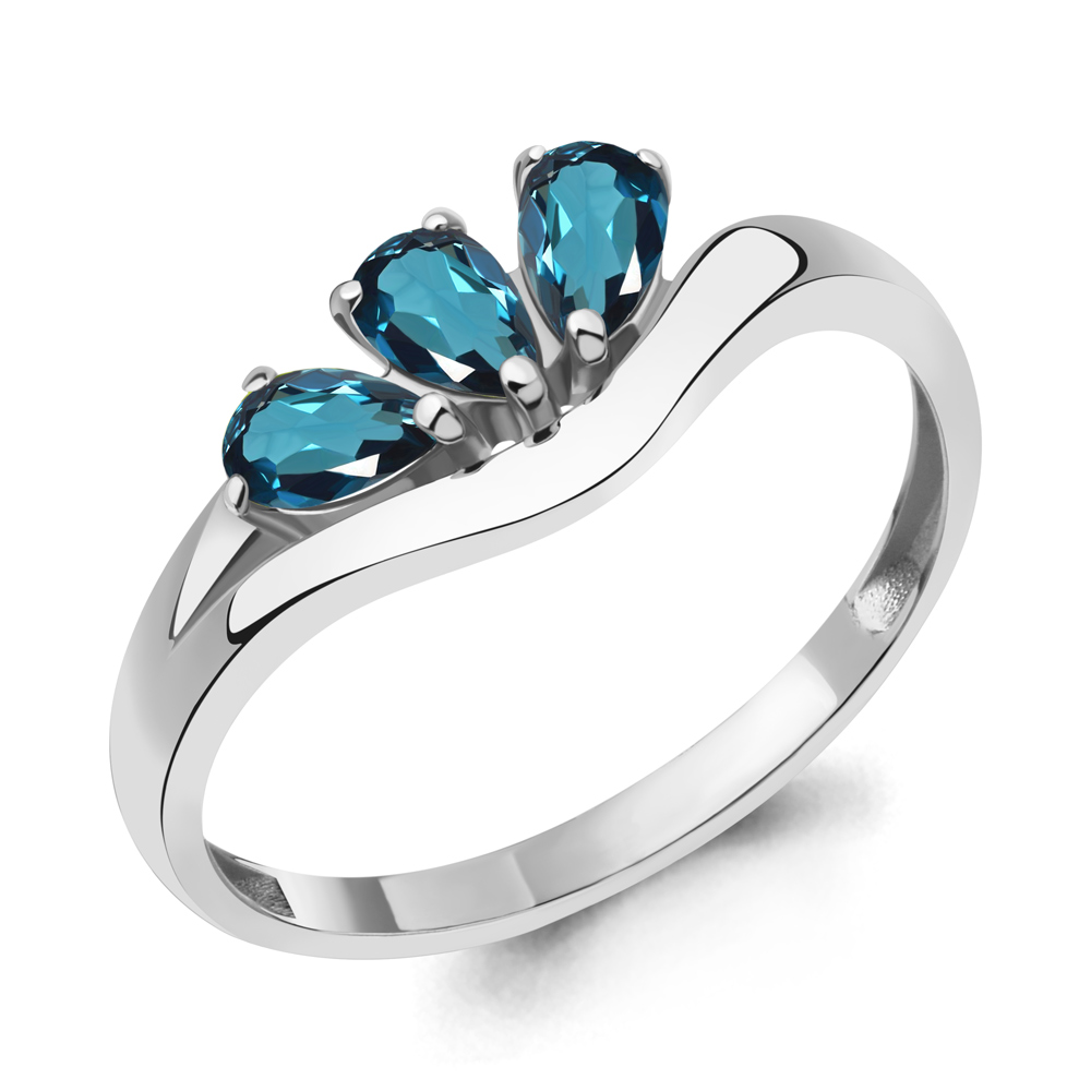 6977008 Кольцо из Серебра с топазами лондон блю