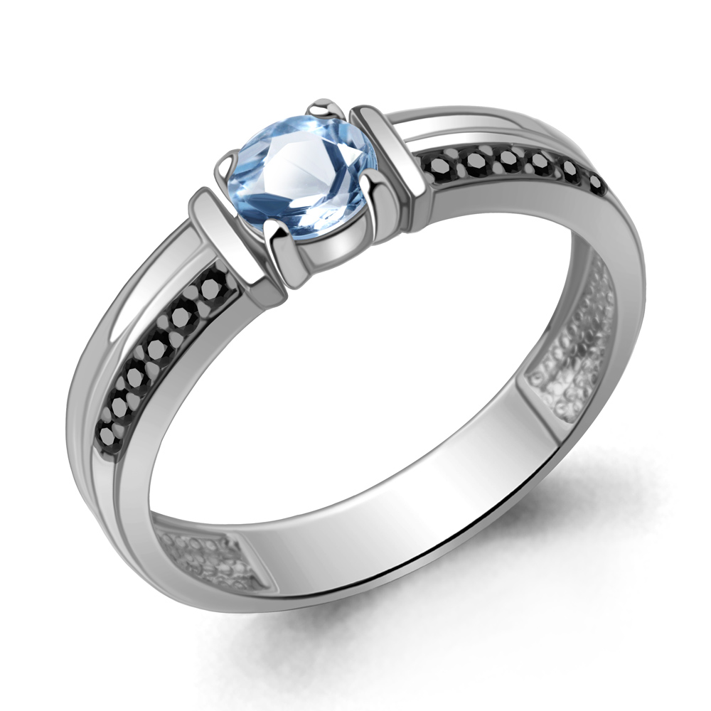 6980305Ч Кольцо из Серебра с нанокристаллами, топазом свисс блю