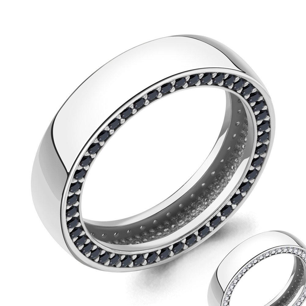 69816АЧ Кольцо из Серебра с нанокристаллами, фианитами