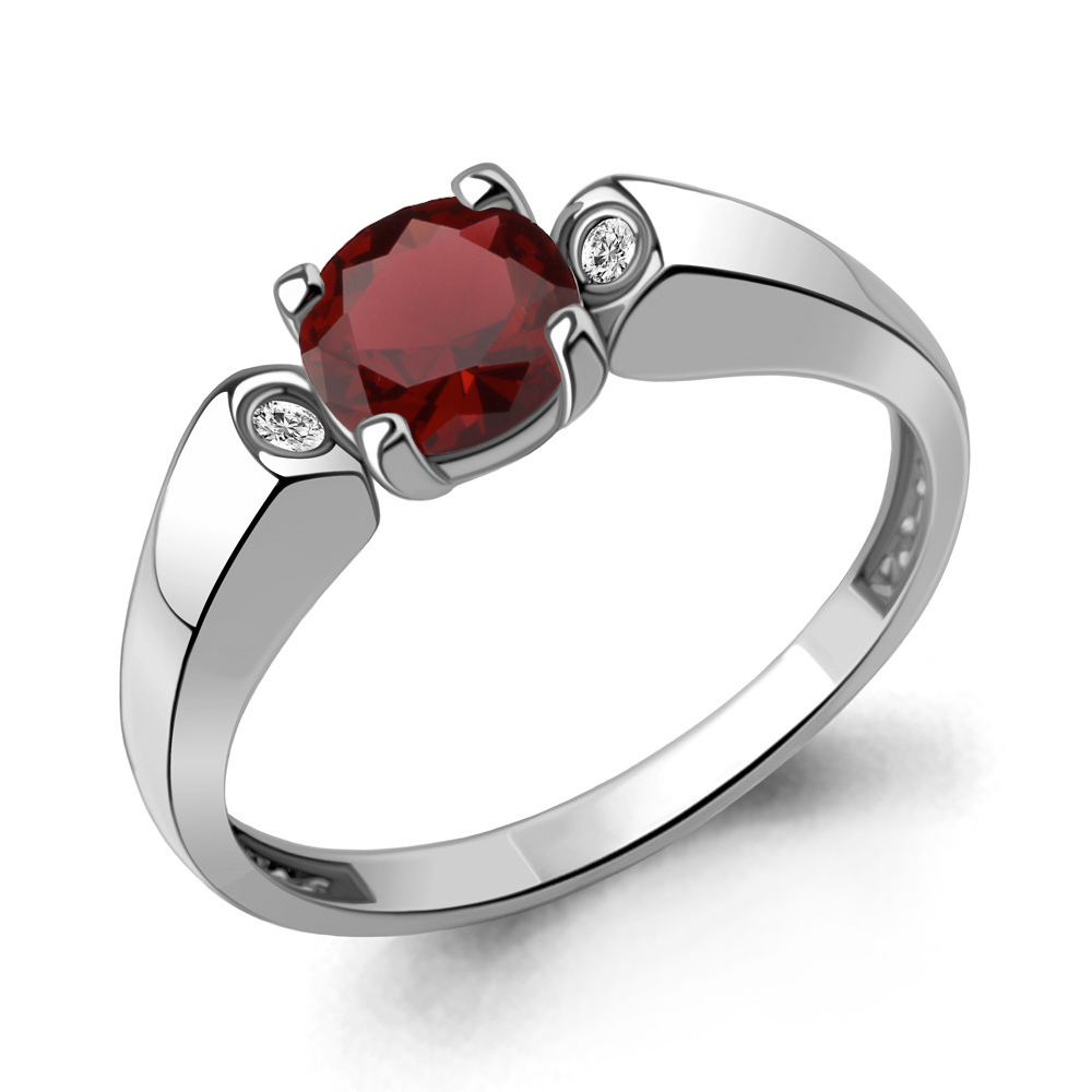 6982003А Кольцо из Серебра с гранатом, фианитами