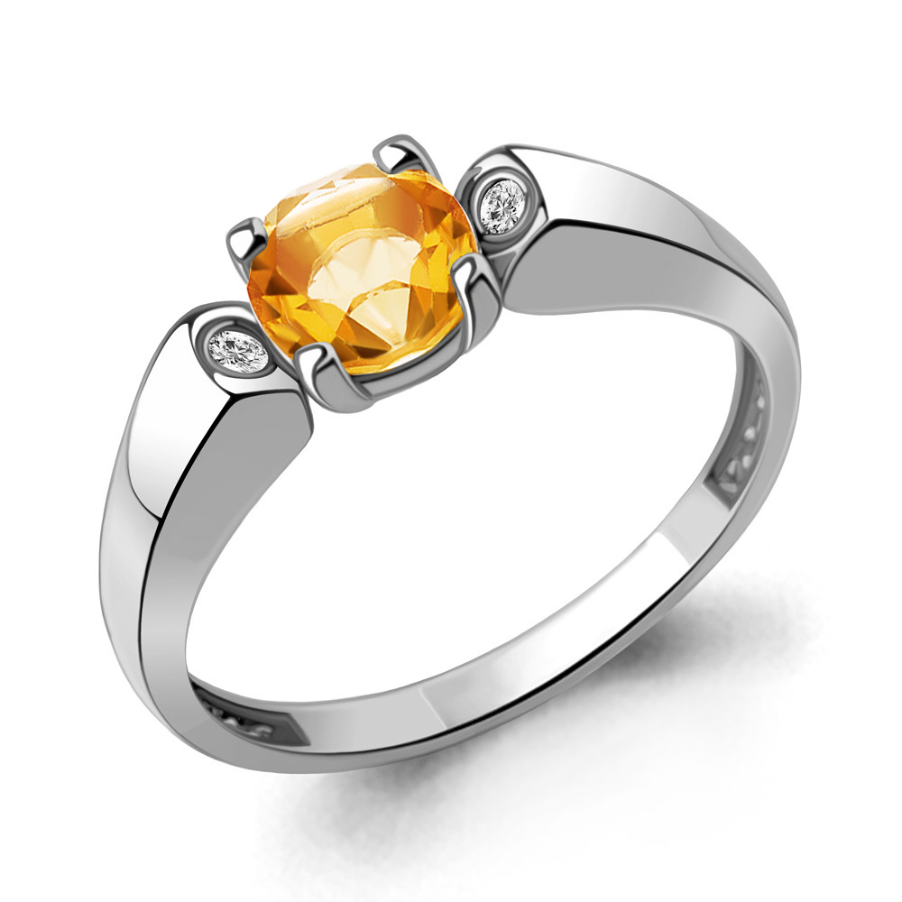 6982006А Кольцо из Серебра с фианитами, цитрином