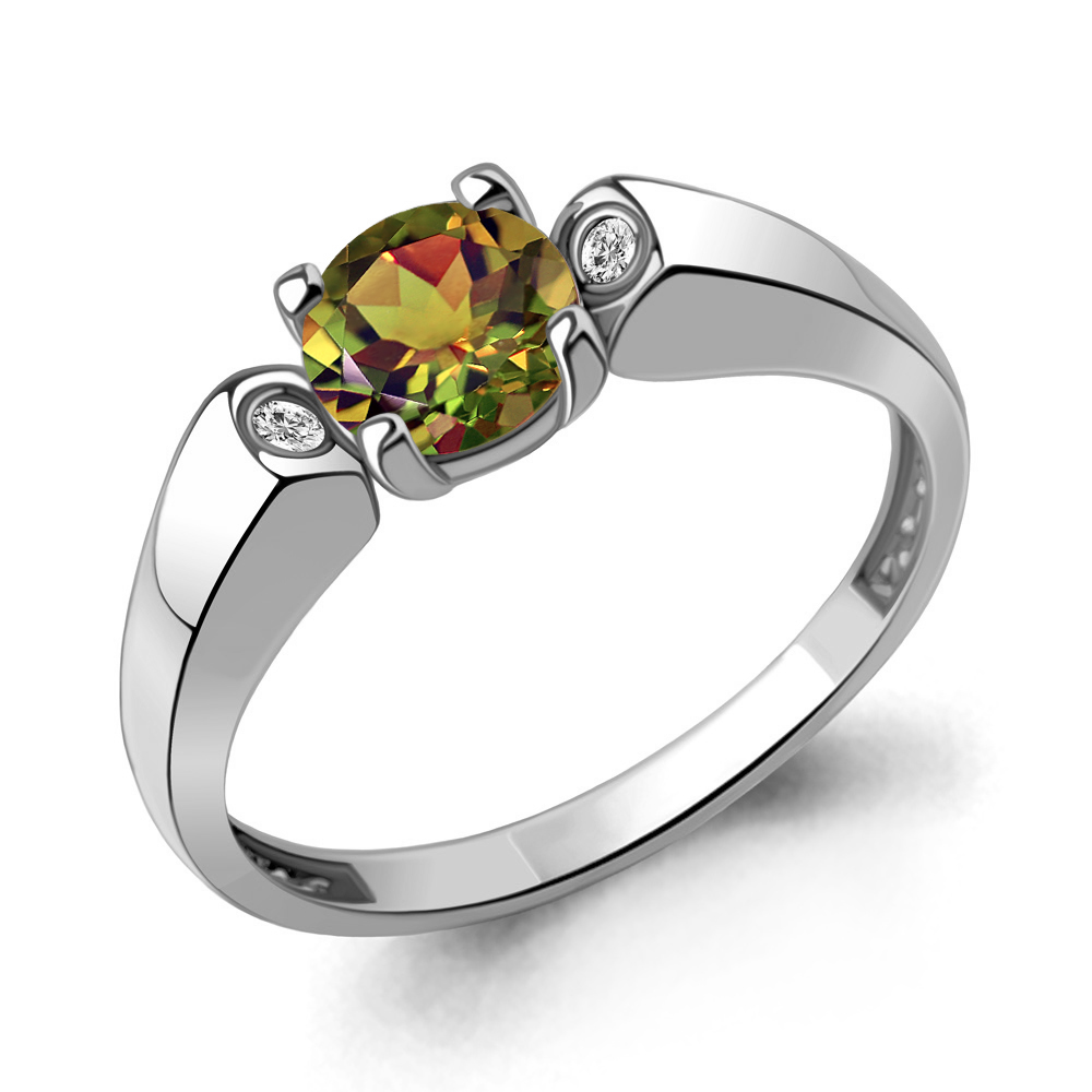 6982019А Кольцо из Серебра с султанитом иск., фианитами