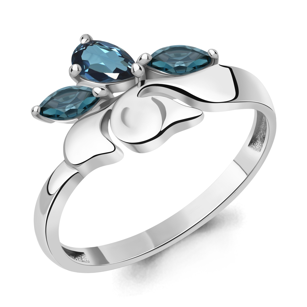 6982808 Кольцо из Серебра с топазами лондон блю