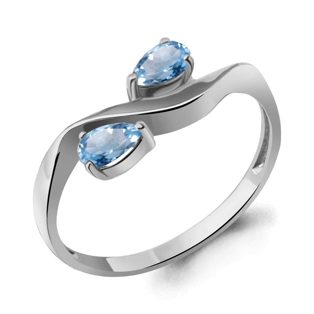 6983505 Кольцо из Серебра с топазами свисс блю