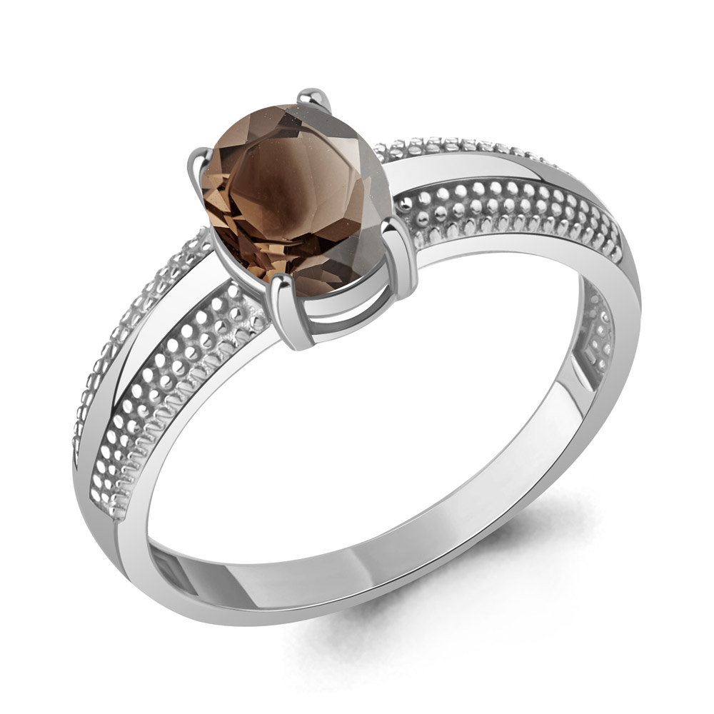 6984301 Кольцо из Серебра с кварцем дымчатым