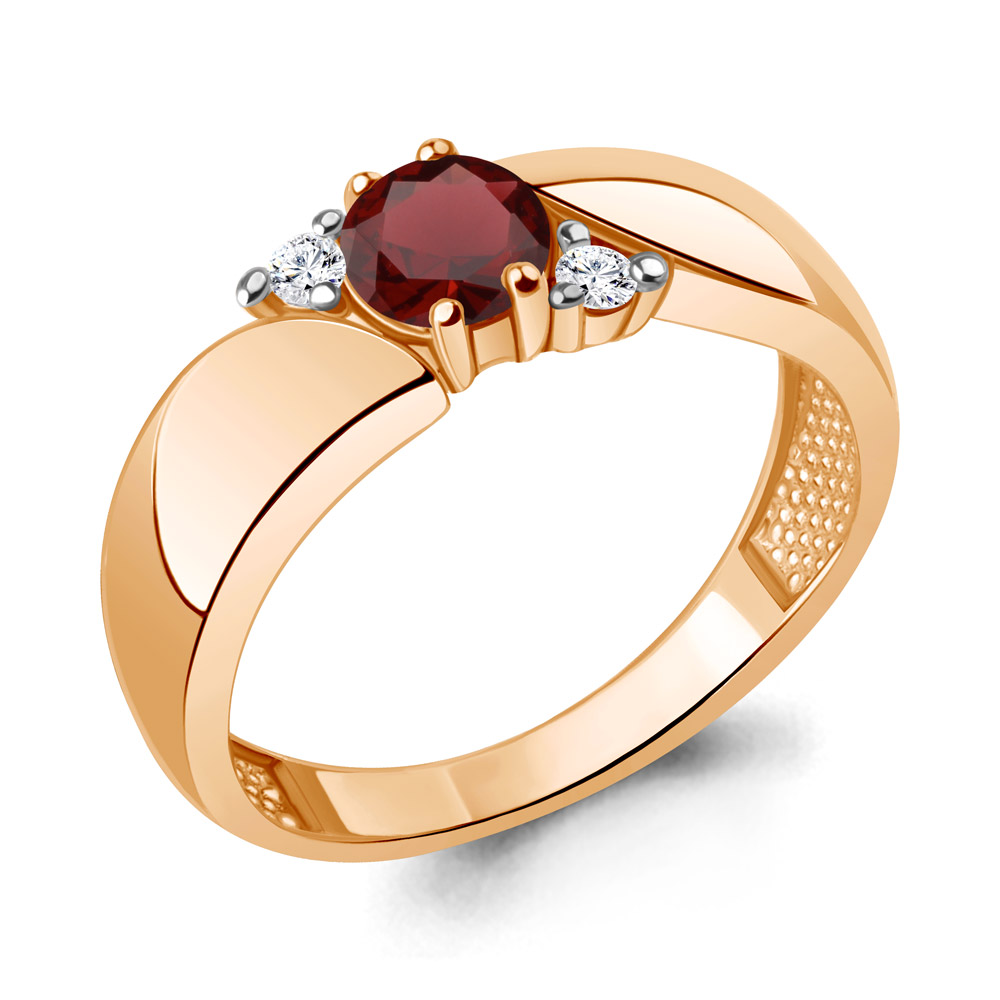 6984503А Кольцо из Золота с гранатом, фианитами