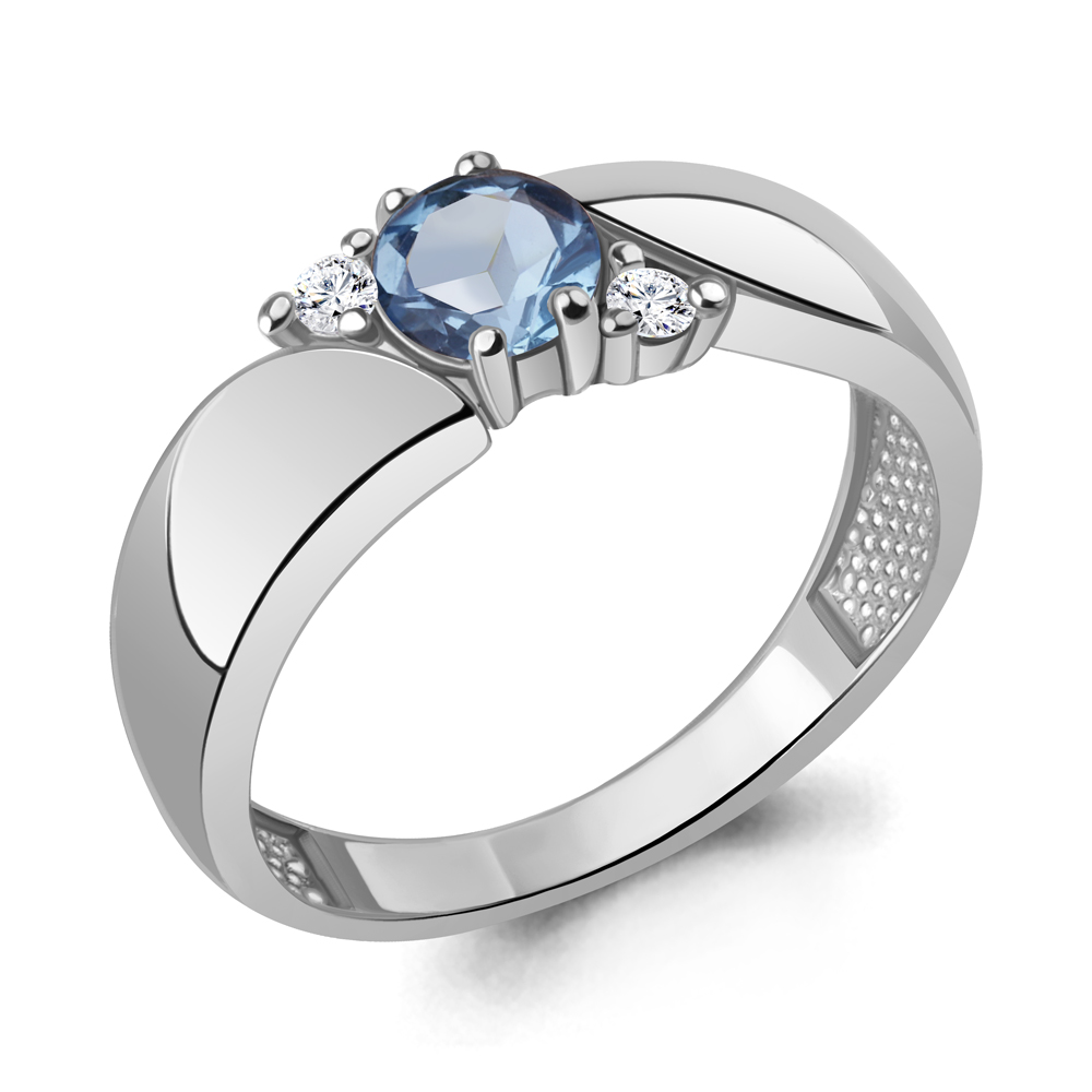 6984505А Кольцо из Серебра с топазом свисс блю, фианитами