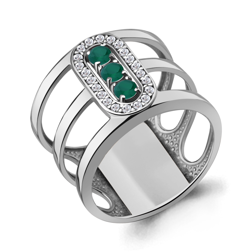 6984809А Кольцо из Серебра с агатами, фианитами