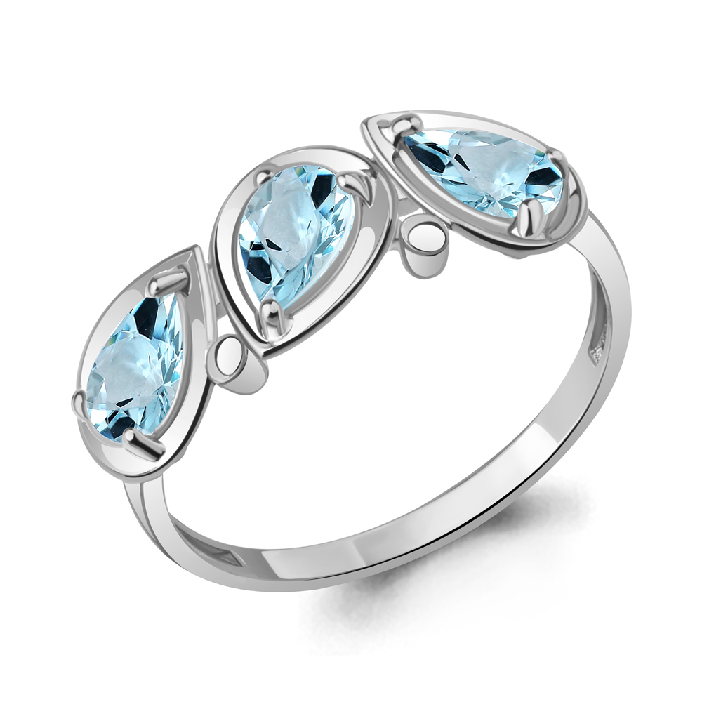 6985902 Кольцо из Серебра с топазами скай блю