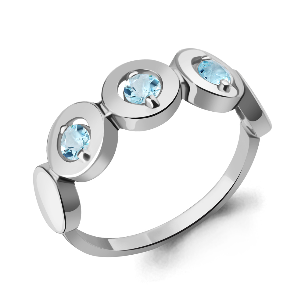 6986002 Кольцо из Серебра с топазами скай блю