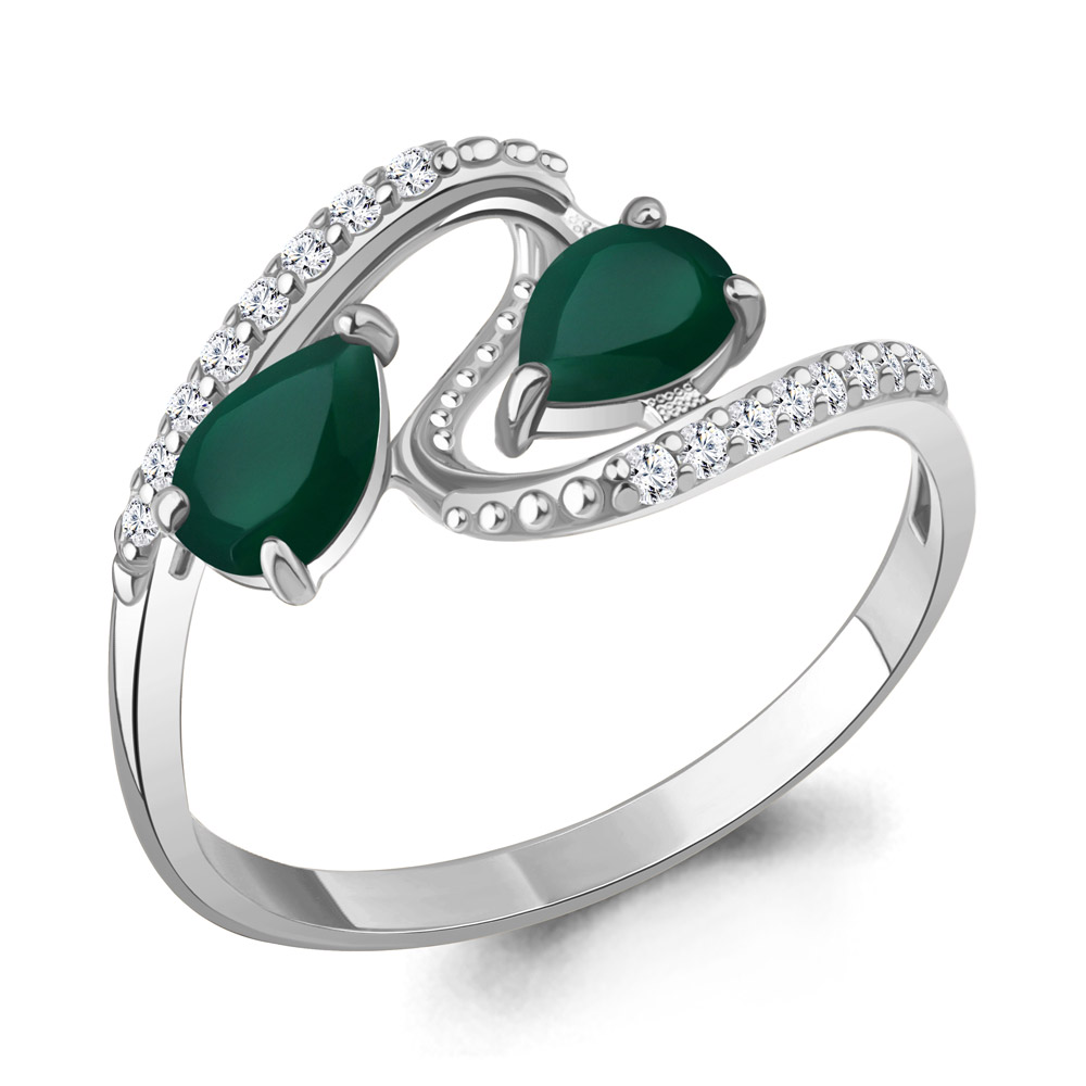 6986609А Кольцо из Серебра с агатами, фианитами