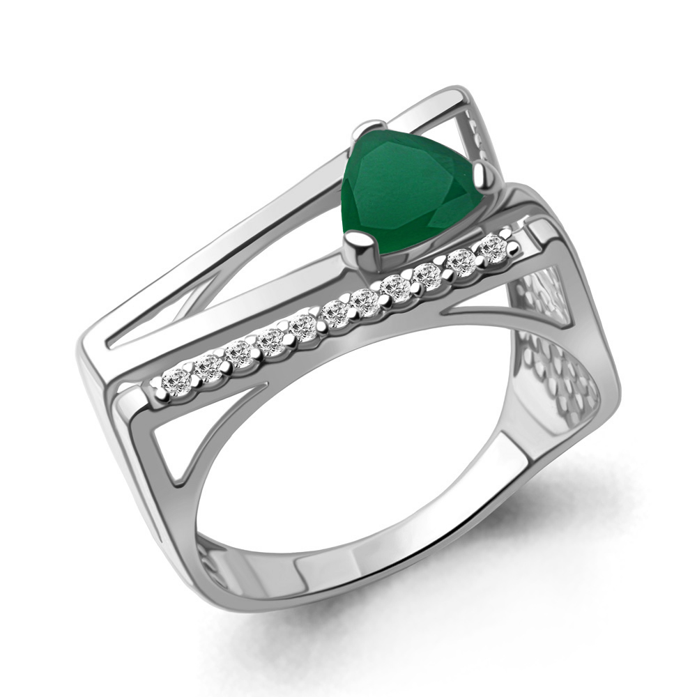 6989309А Кольцо из Серебра с агатом, фианитами из коллекции "BUARO"