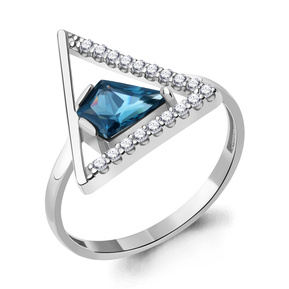 6989793А Кольцо из Серебра с нанотопазом лондон, фианитами