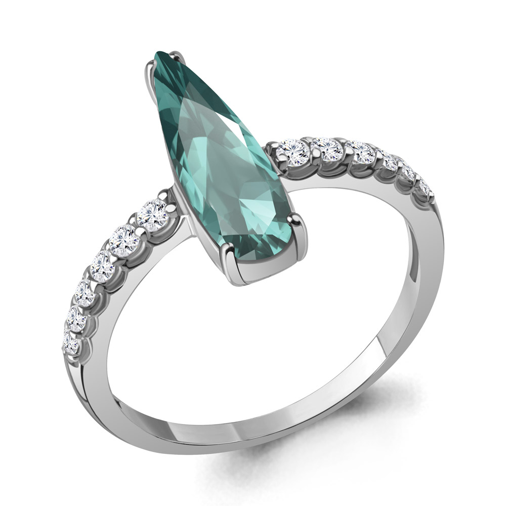 6990688А Кольцо из Серебра с нанотурмалином иск., фианитами