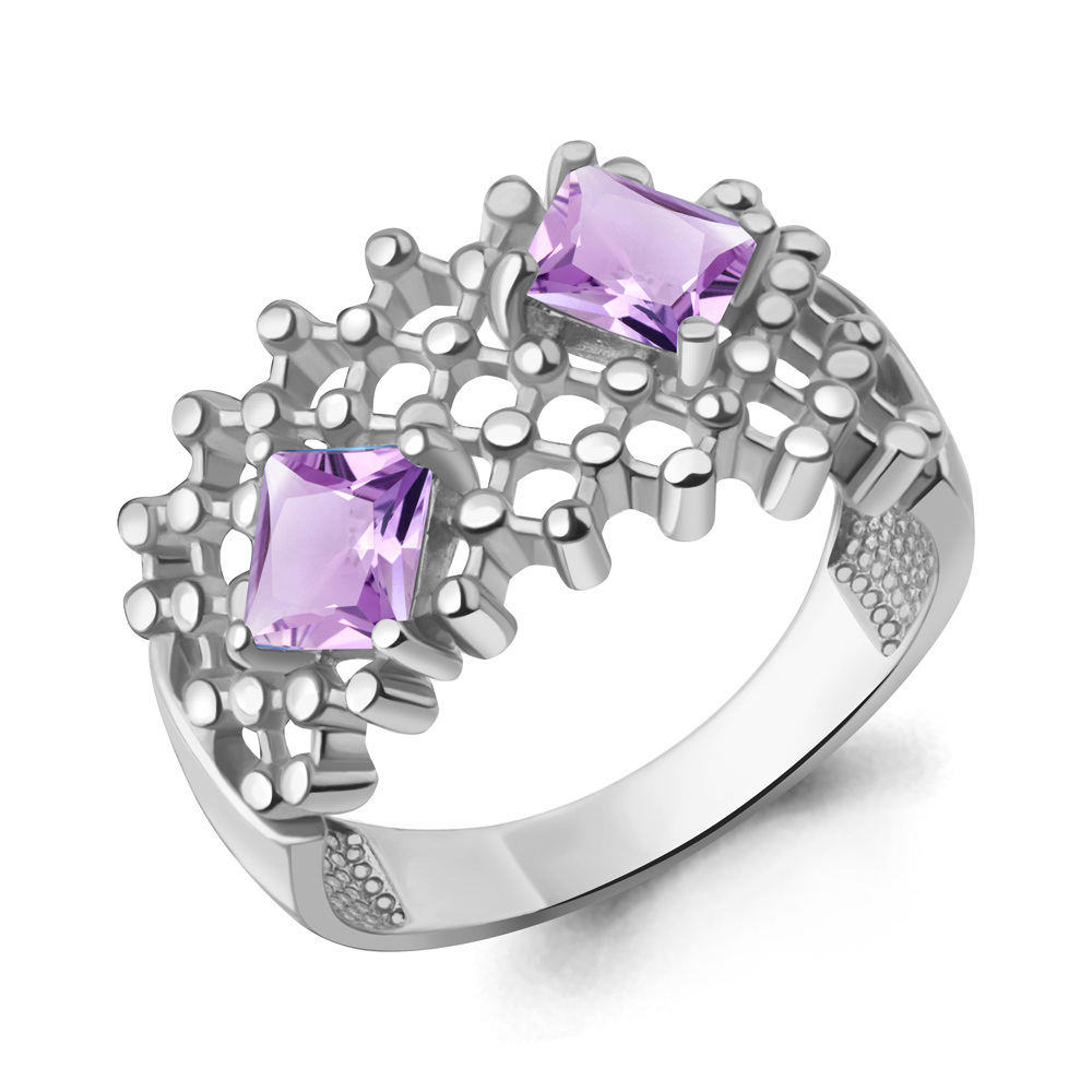 6990804 Кольцо из Серебра с аметистами