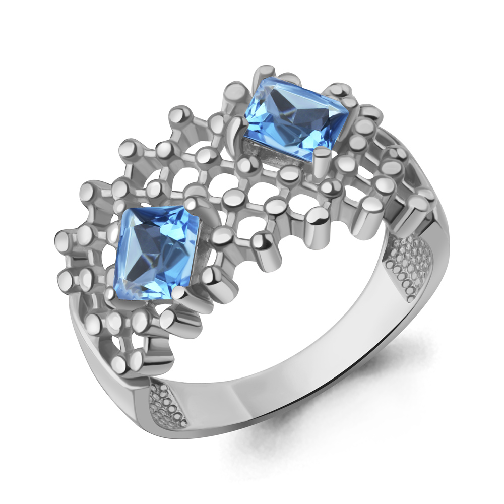 6990805 Кольцо из Серебра с топазами свисс блю