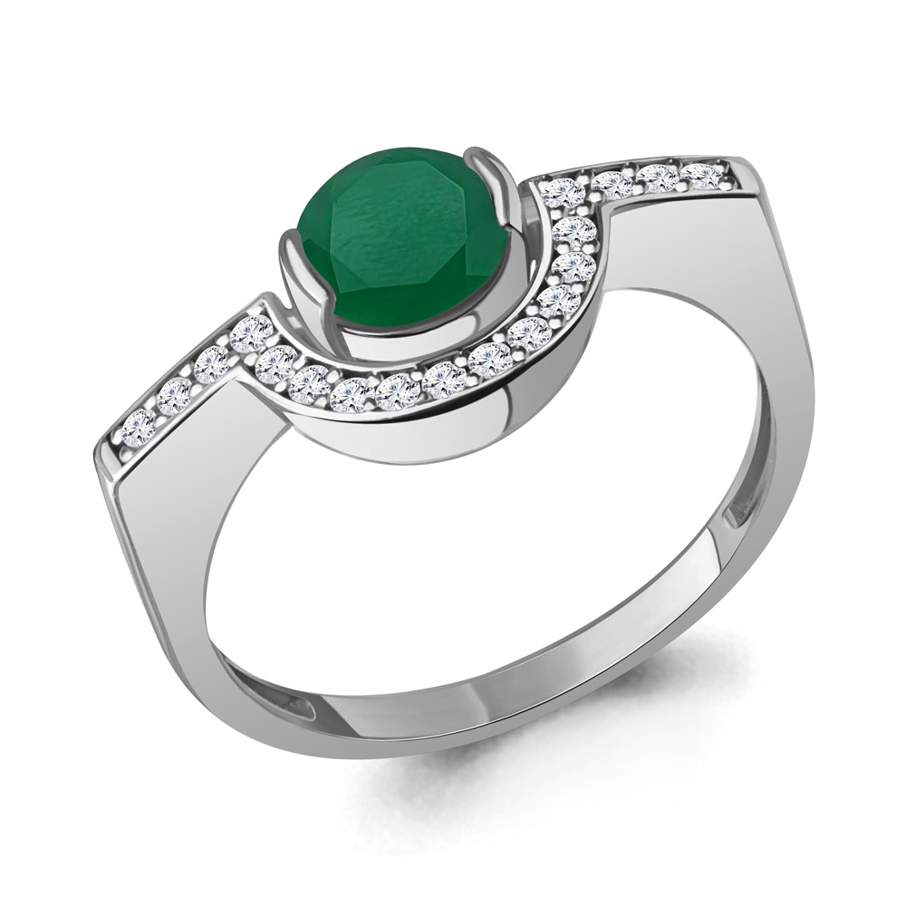 6991309А Кольцо из Серебра с агатом, фианитами из коллекции "BUARO"