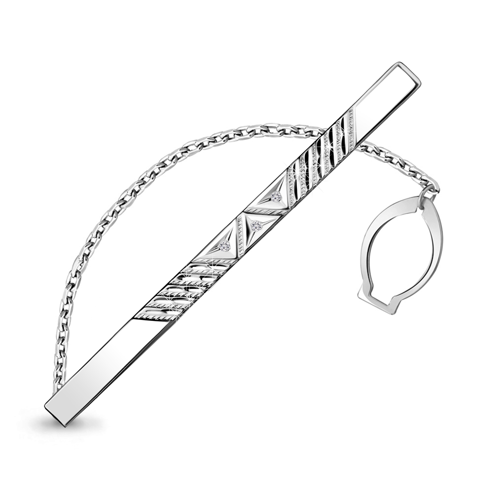 70410 Зажим для галстука из Серебра с фианитами