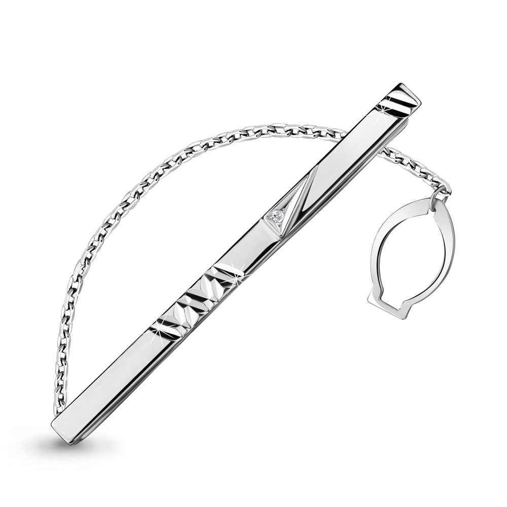 70415 Зажим для галстука из Серебра с фианитом