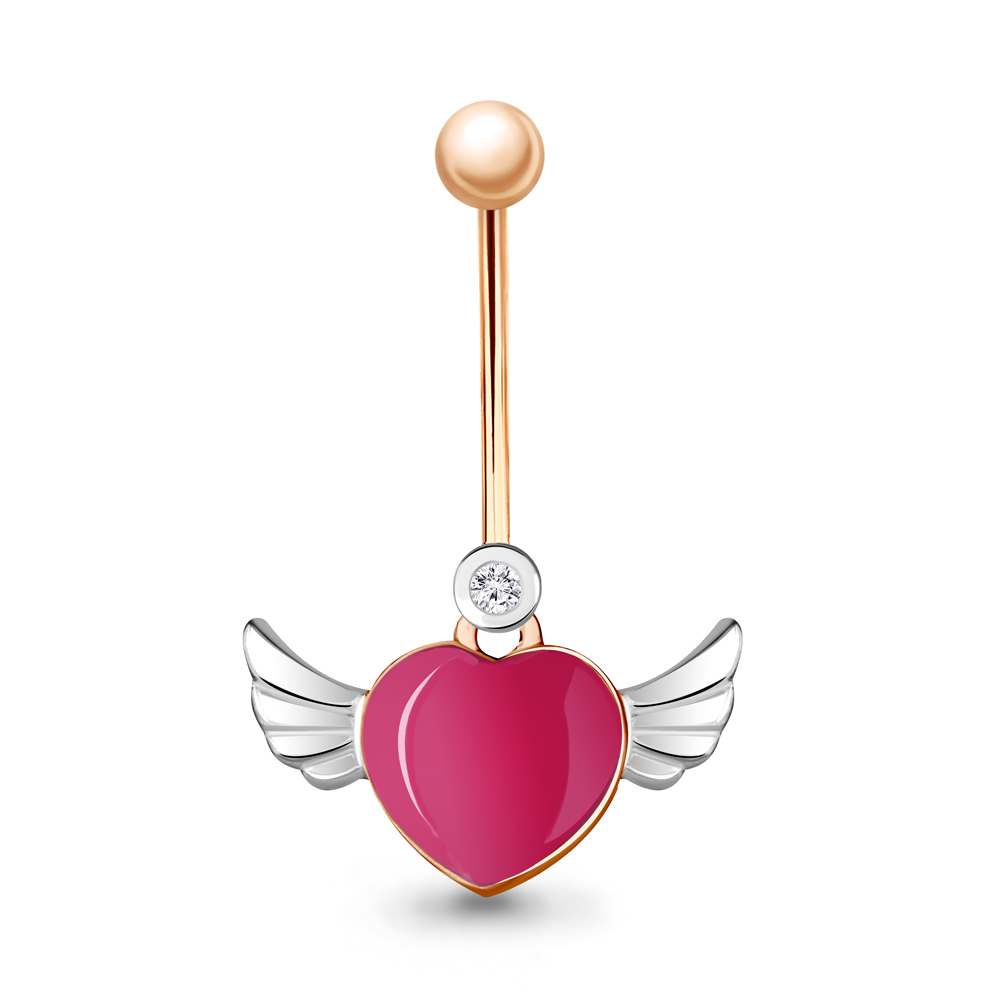 70586А Пирсинг из Золота с фианитом, эмалью