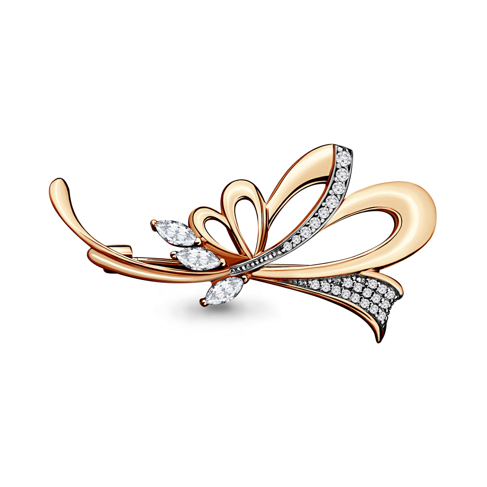 71510А Брошь из Золота с фианитами