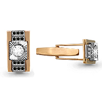 72503Ч Запонки из Золота с нанокристаллами, фианитами