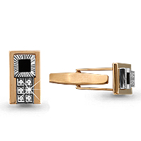 72506Ч Запонки из Золота с фианитами, черными фианитами