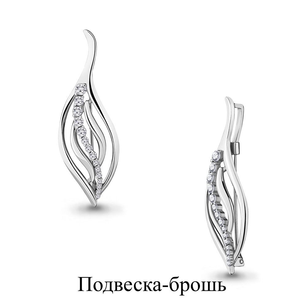 72562А Брошь из Серебра с фианитами