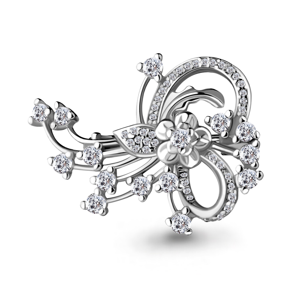 72609А Брошь из Серебра с фианитами