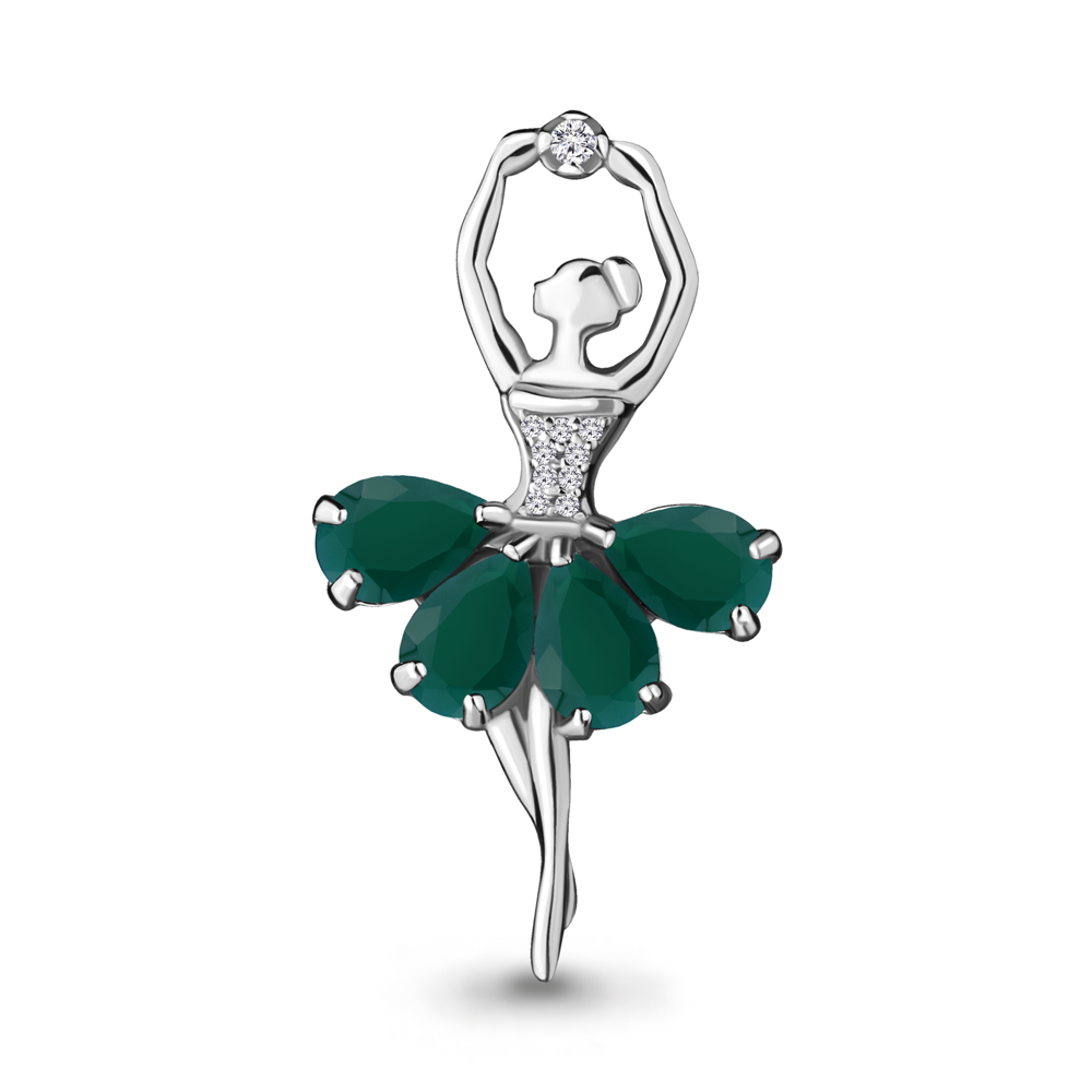 7263309А Брошь из Серебра с агатами, фианитами