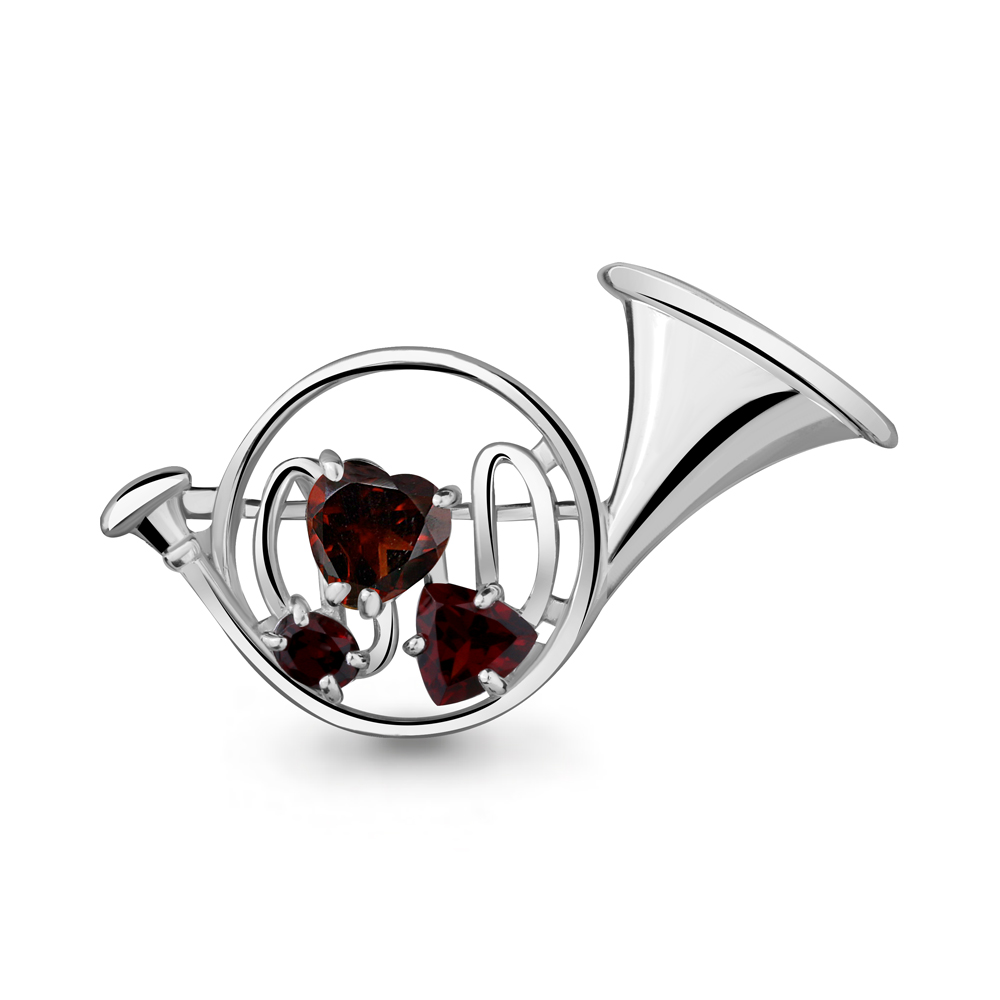 7269403 Брошь из Серебра с гранатами из коллекции "Jazz"