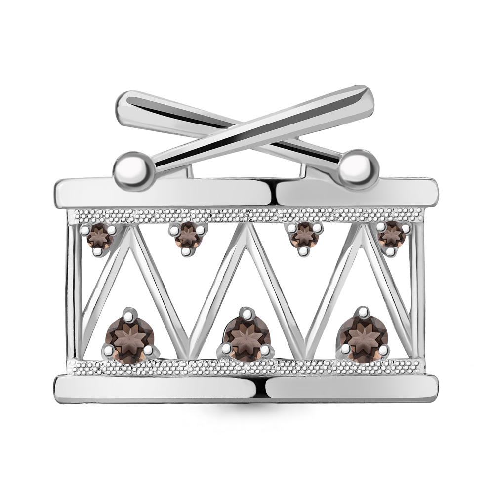 7269601 Брошь из Серебра с кварцами дымчатыми из коллекции "Jazz"