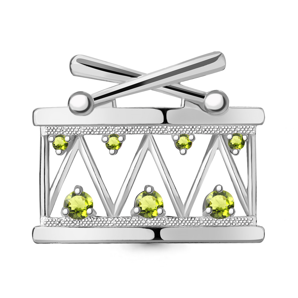 7269607 Брошь из Серебра с хризолитами из коллекции "Jazz"