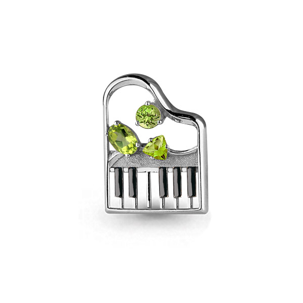 7269707 Брошь из Серебра с хризолитами из коллекции "Jazz"