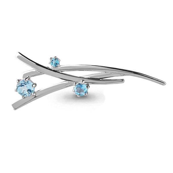 7271702 Брошь из Серебра с топазами скай блю