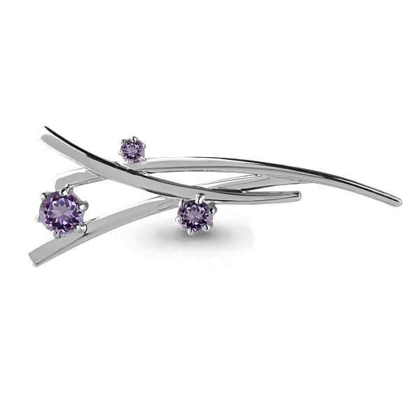 7271704 Брошь из Серебра с аметистами