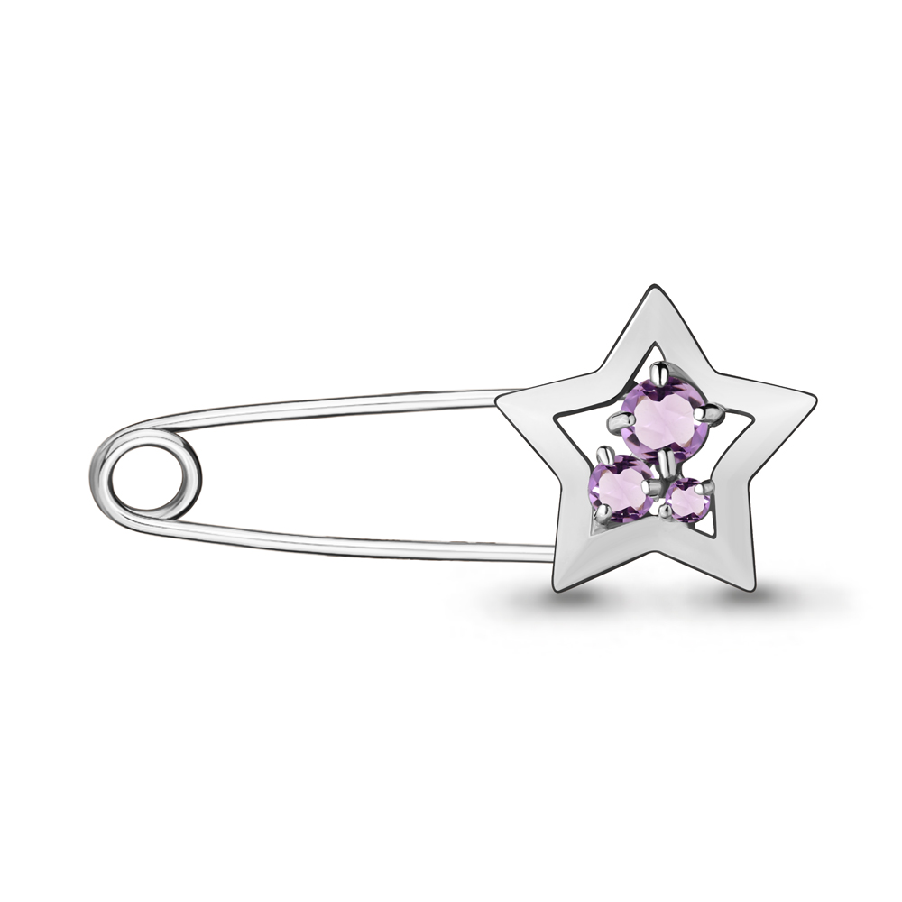 7272504 Булавка из Серебра с аметистами