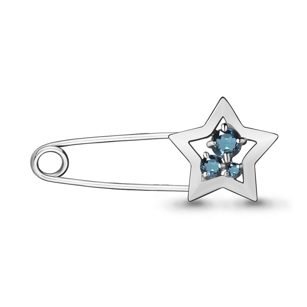 7272508 Булавка из Серебра с топазами лондон блю