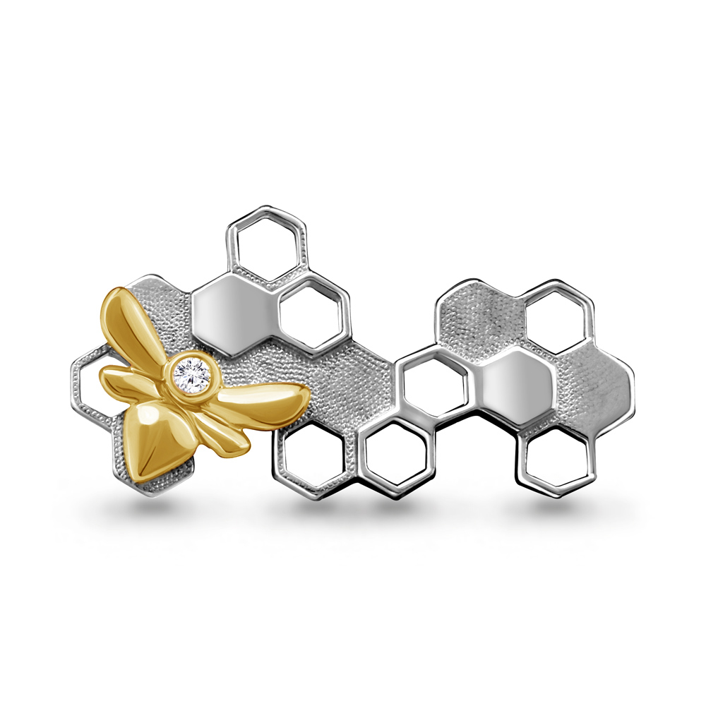 72789А Брошь из Серебра с фианитом