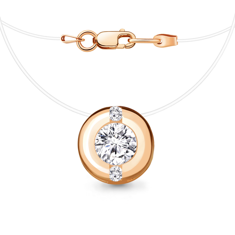 736231А Колье из Золота с леской, фианитами