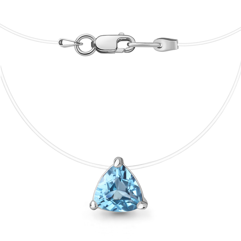 7372105 Колье из Серебра с леской, топазом свисс блю